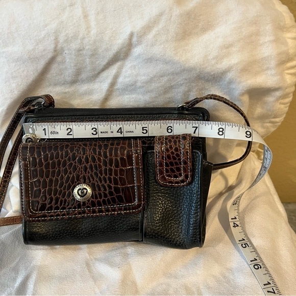Brighton VTG Crossbody Organizer Bag Black Brown - Picture 5 of 8
